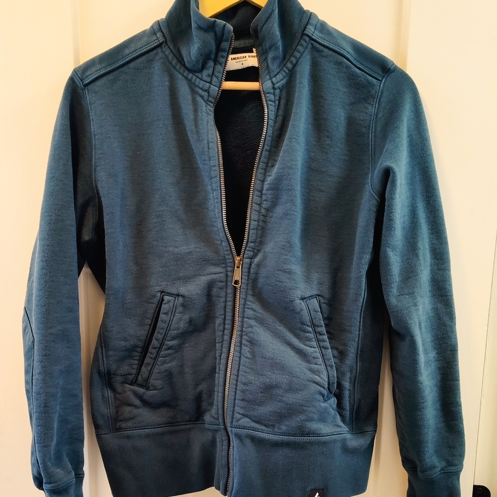 American Giant Women's Moto Full Zip Sweatshirt medium teal